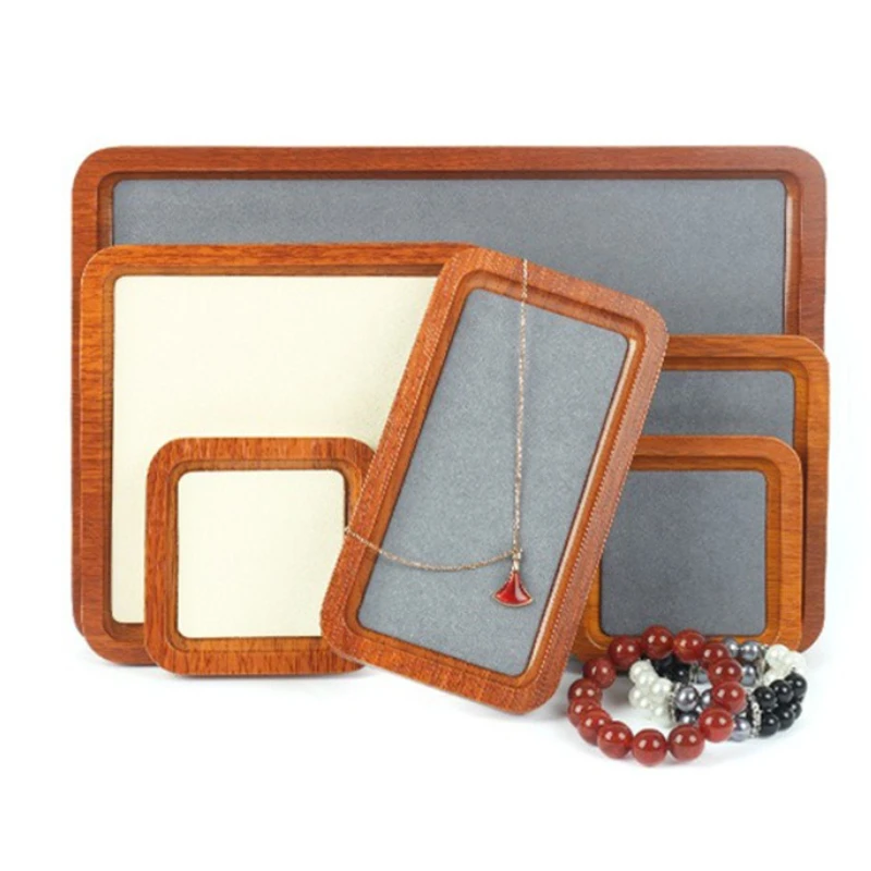 علبة مجوهرات خشبية الحد الأدنى الأقراط حلقة تخزين الصواني المجوهرات مكافحة القلائد سوار عرض البليت عرض المجوهرات