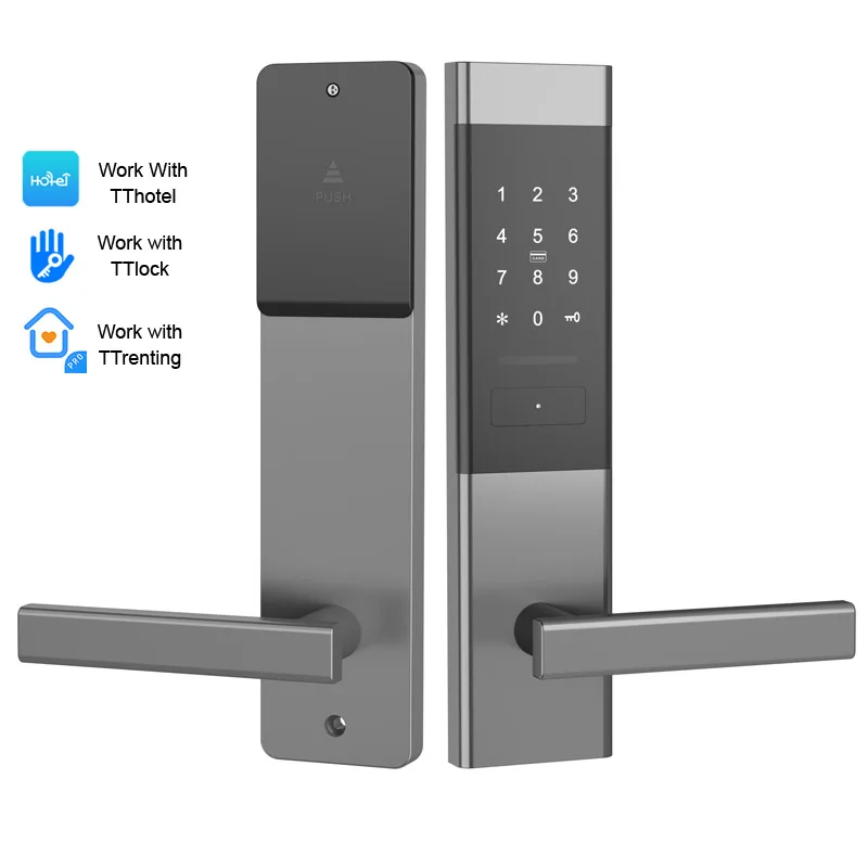 Bluetooth Wireless Digital Electronic Smart Lock TTlock App Home Intelligent keypad Password Door Lock on Wooden door