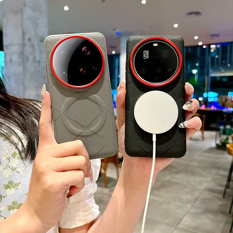 حافظة لهاتف Xiaomi 15 Ultra Mi 14 13 Ultra Magnetic Wireless Charging X غطاء ممتص للصدمات من الجلد المطبوع #3