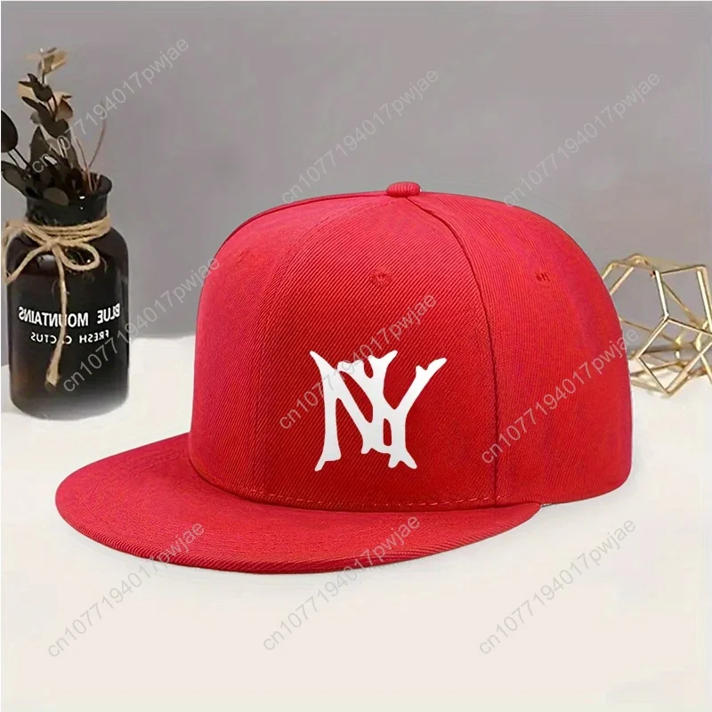 Boné de beisebol snapback ajustável de 1 unidade – Chapéu estampado NY com aba plana, tecido respirável para homens e mulheres, tamanho único, ajuste para todos os ajustáveis