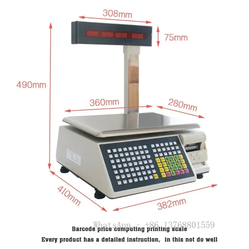 Barcode Scale Label Printing Balance (TM-15A-5D) Digital Electronic Scale & Printer English Russia Arabic Spanish