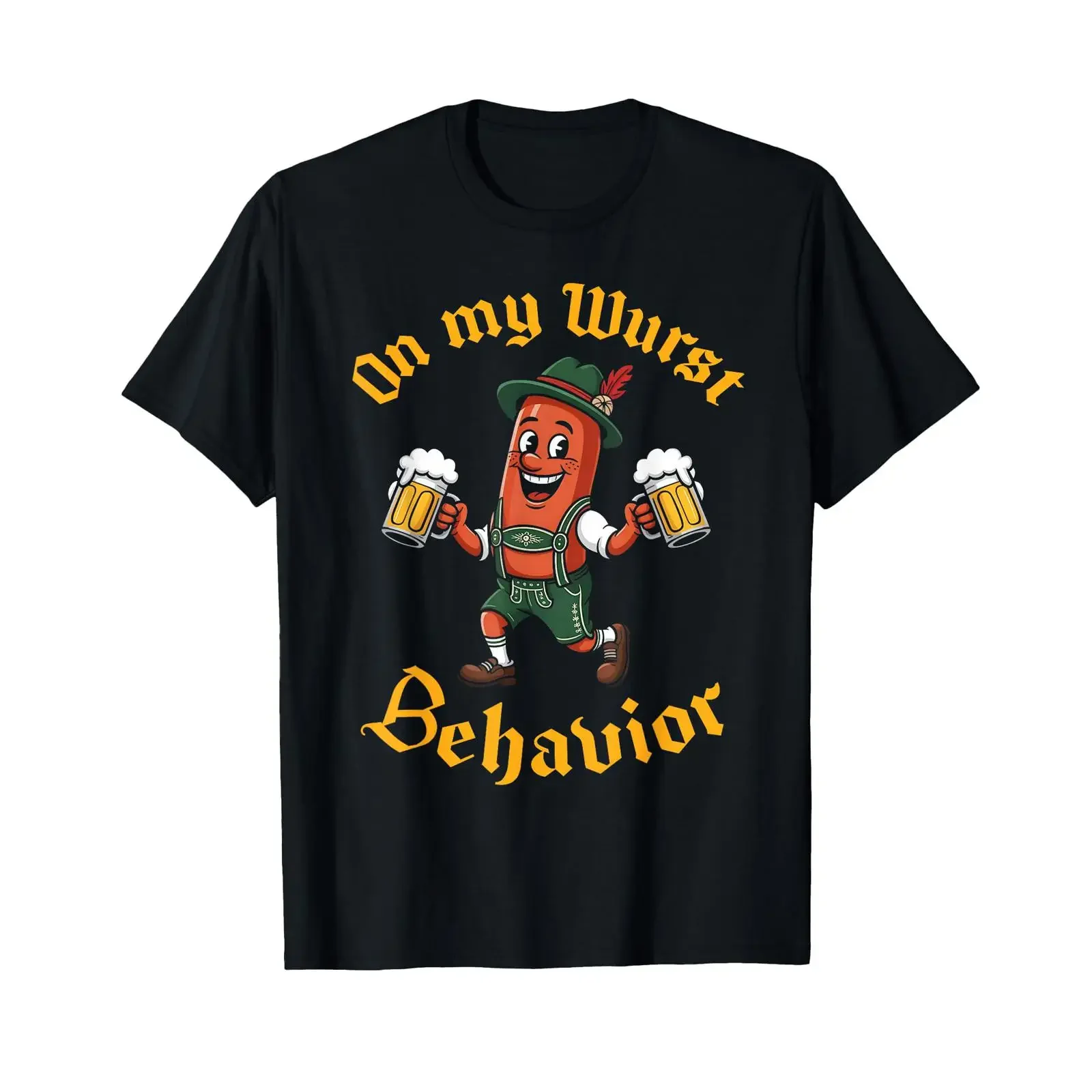 Oktoberfest On My Wurst Behavior Funny German T Shirt vintage Washed graphic designer clothes streetwear homme Unisex Versatile