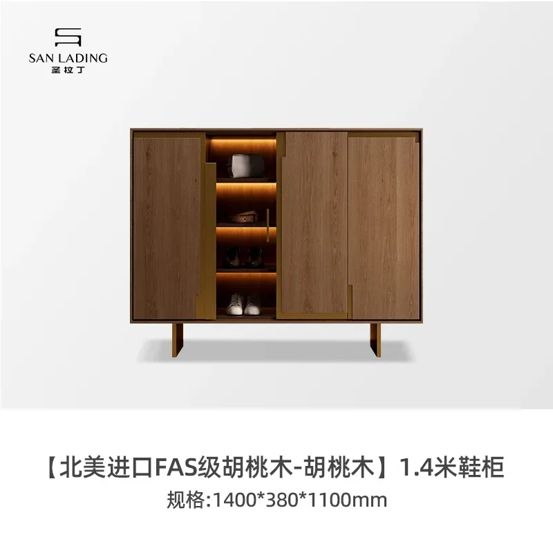 Light luxury solid wood shoe cabinet, retro and simple entrance cabinet, luxury house living room and dining room   locker