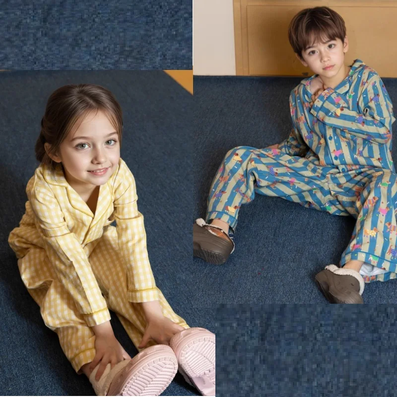 

Children's Homewear 2025 Fall/Winter New Arrival Printed Fashion Long-Sleeve Boys' & Girls' Pajamas Cotton Matching Family Set