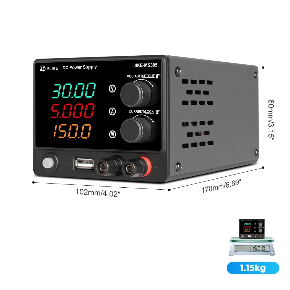 EJIKE Adjustable Laboratory DC Power Supply Mini Phone Repair 30V5A Four Digit Display Voltage Regulator Bench Lab Power Supply