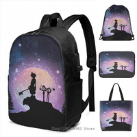 Funny Graphic Print Kingdom hearts(6) USB Charge Backpack men School bags Women Tote Bags Travel laptop bag