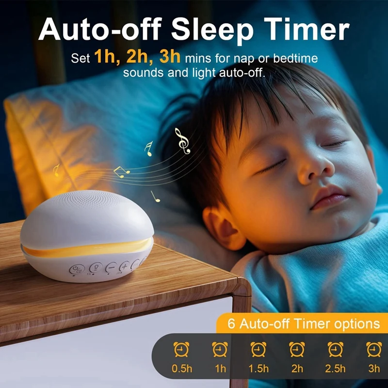White Noise Machine Portable Sleep Sound Machine With26 Soothing Sounds Andnight Lights Sound Therapy Forhome, Travel
