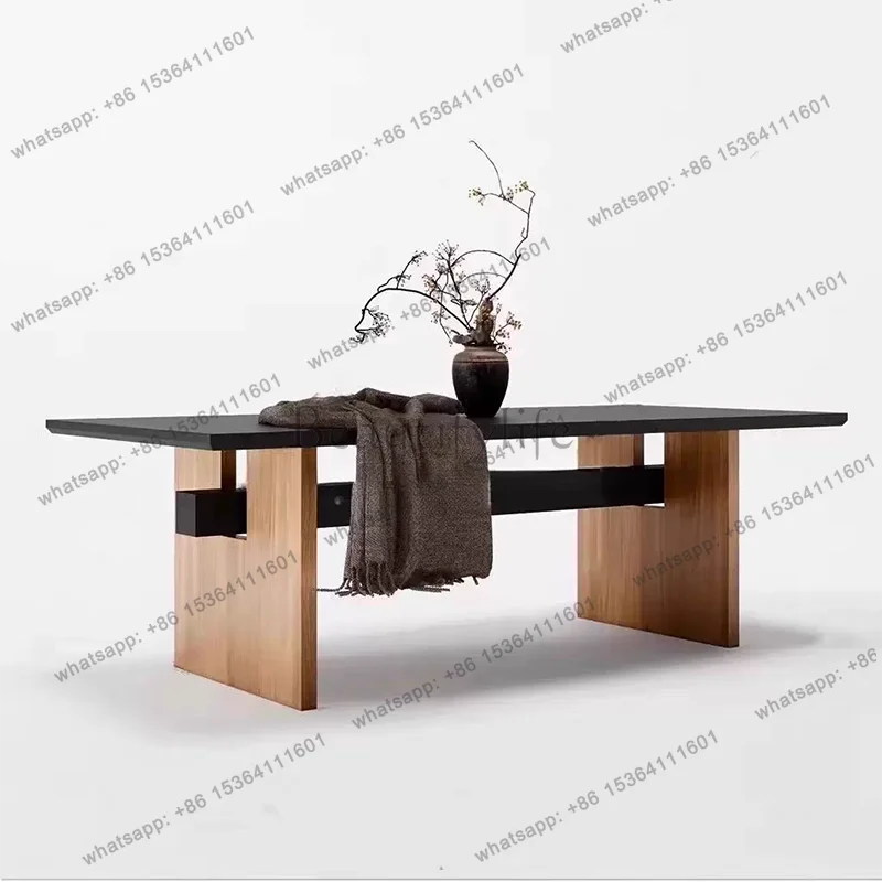 

LJY Luxury Wooden Office Desk Aesthetic Nordic Design Crafts Reception Long Office Desk Modern Organizers Tavolino Home Furnitur