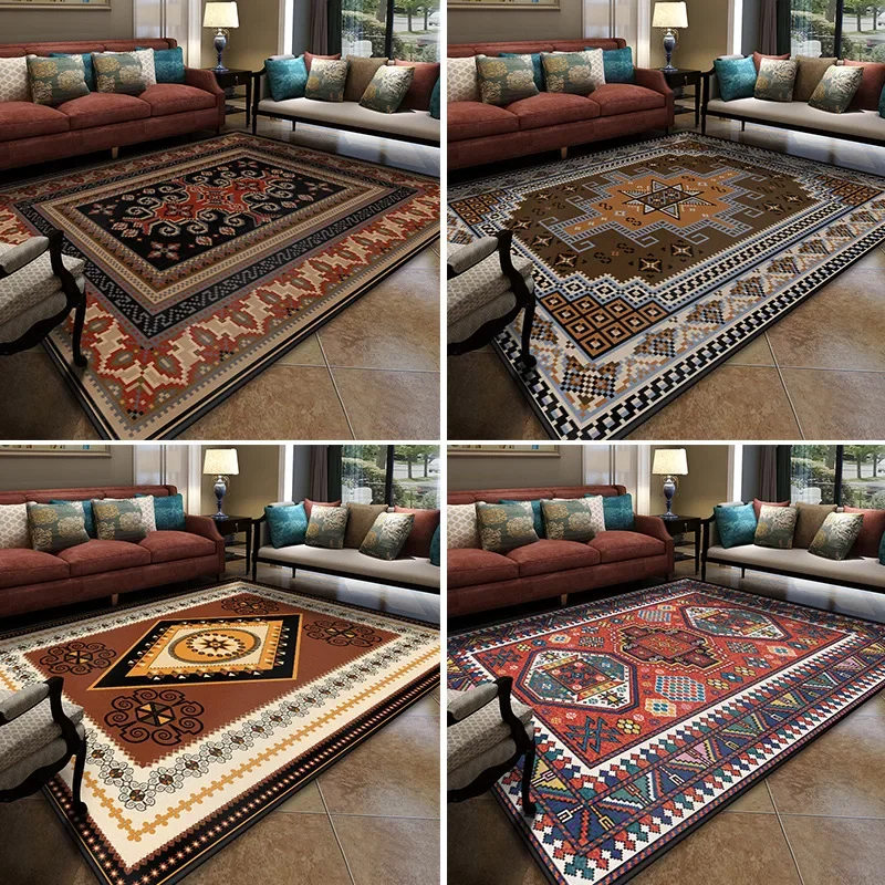 Turkish Persian rug ethnic style carpet living room bedroom large carpet parlor crystal velvet non-slip kids room floor mat