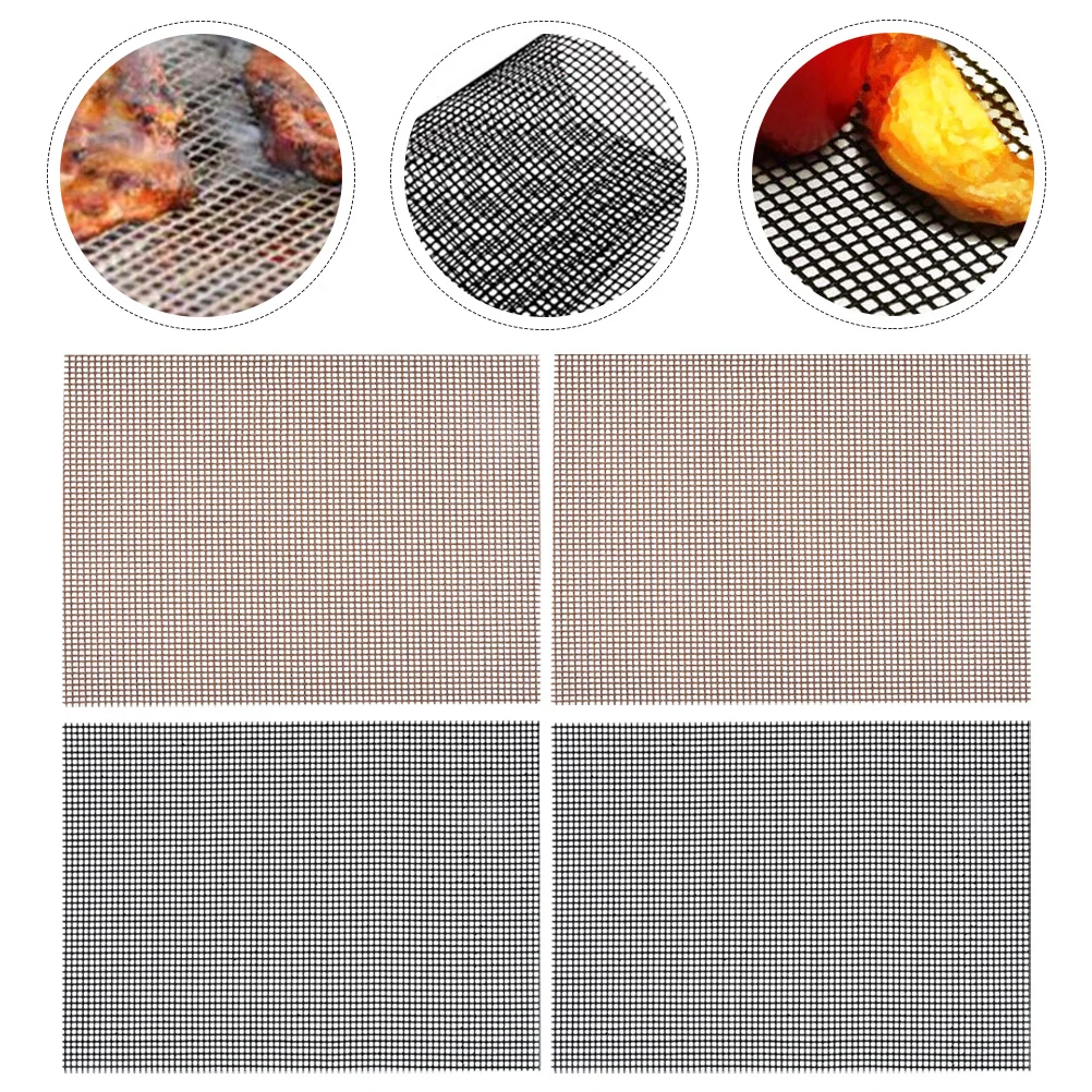 

4 шт. многоразовые антипригарные сетчатые коврики для гриля для мясных гамбургеров, овощей, устойчивые к высоким температурам аксессуары для гриля для барбекю