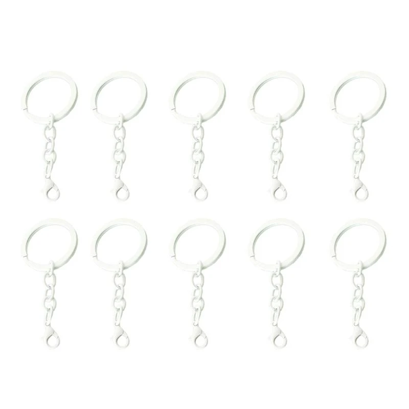 Set Of 10 Keychain Rings Assorted Colors Rings with Chains and Secure Clasps Fashionable Holders Accessories Q6RB