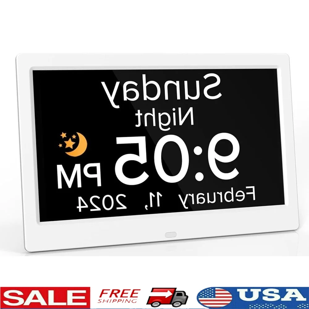 

10.1 Inch Large Screen Digital Alarm Clock Seniors Auto Dimming Multiple Alarms Easy Operation Bedroom Clock Dementia