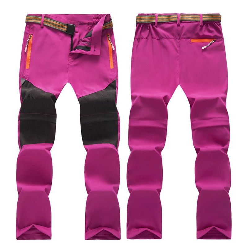 TRVLWEGO Children Summer Hiking Travel Pants Outing Patchwork Kids Boys Girls Belt Sport Quick Dry Prevent UV Camping Trousers