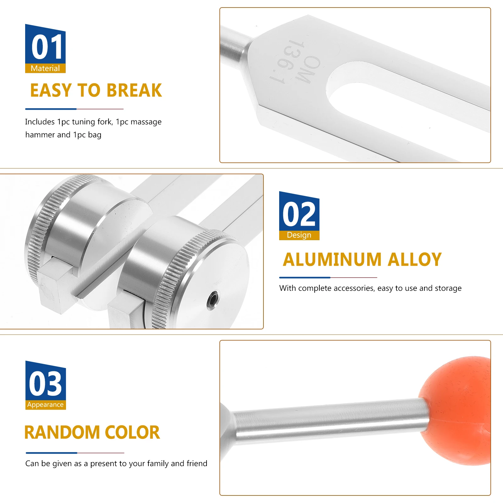 

Yoga Tuning Fork Stress Relieve Healing Instrument Chakra Musical Nerve Device Tuner with Hammer