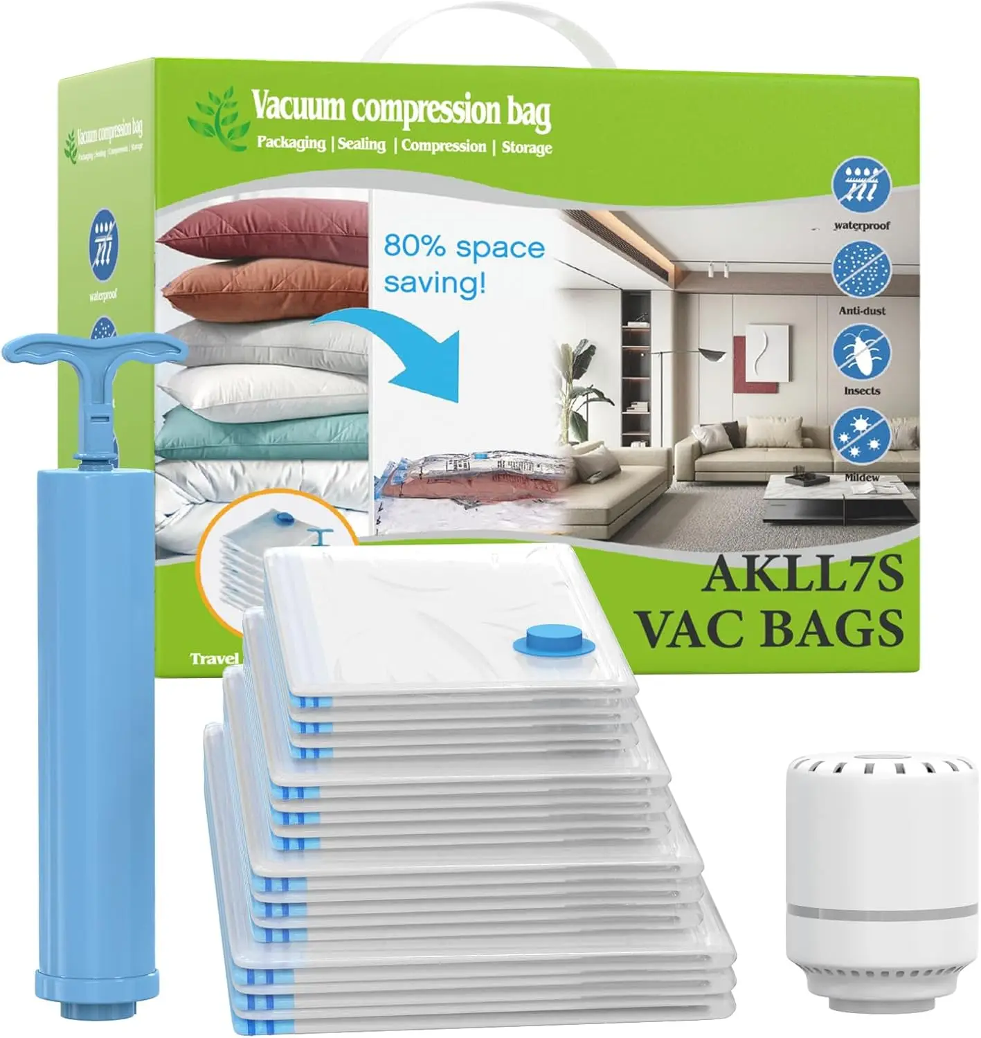 

Вакуумные пакеты для хранения с электрическим насосом, 12 штук, для экономии места, для одежды, одеял, пледов, для путешествий, с ручным насосом