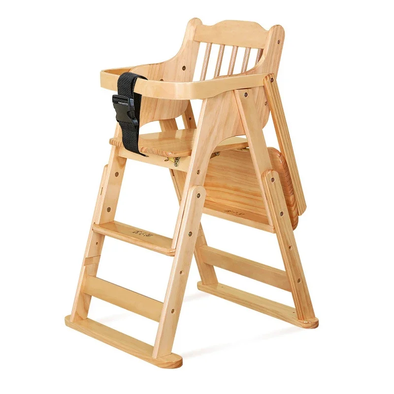 SeaMind Baby Highchairs Wood High Chair with Tray Safety Belt Adjustable Height Modern Solid Wood Standard chair