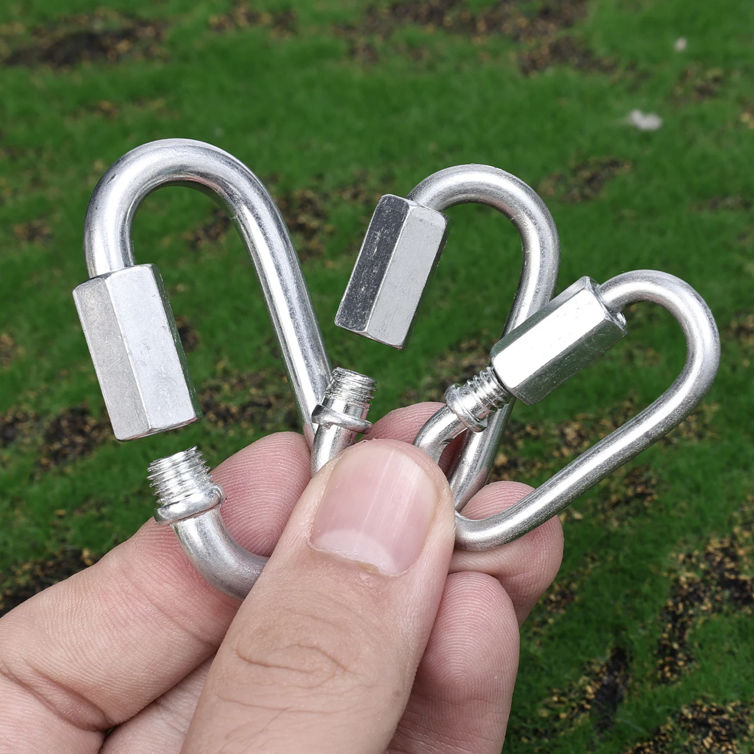 Multifunktions-Eisen-Verbindungsring Bergsteiger-Karabiner Outdoor-Kletterkette Sicherheitsschnalle Seilverbinder – Detail 3