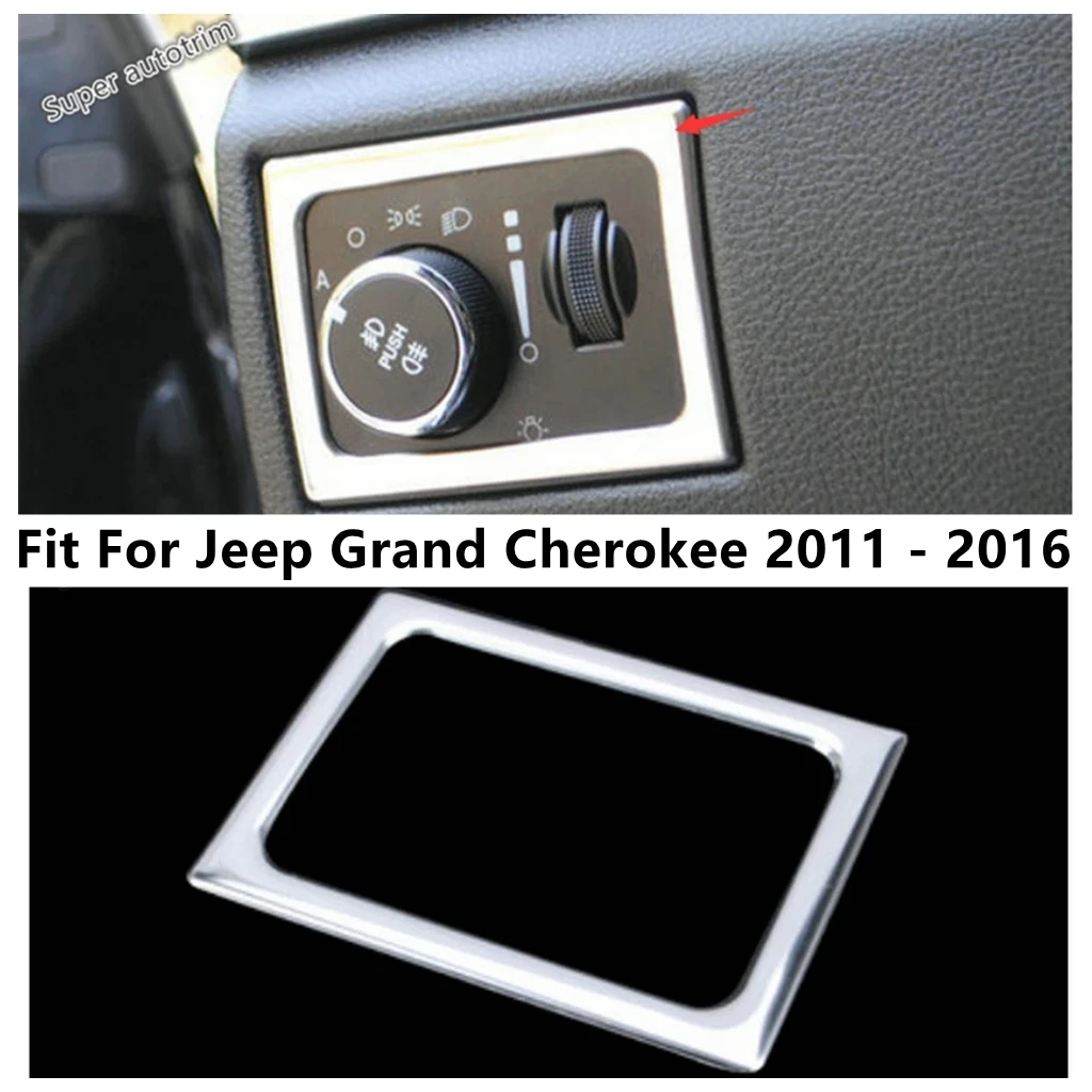 

Head Lights Lamp Headlamp Switch Button Frame Panel Cover Trim Stainless Steel Accessories For Jeep Grand Cherokee 2011 - 2016