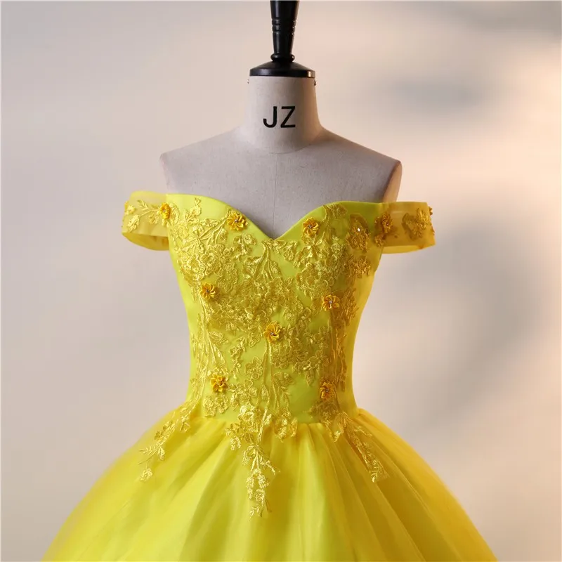 Ashley Gloria-Robe de soirée jaune en dentelle, robes de Quinceanera douces, robe de Rhclassique, élégante, Off initiée, personnalisée, B01