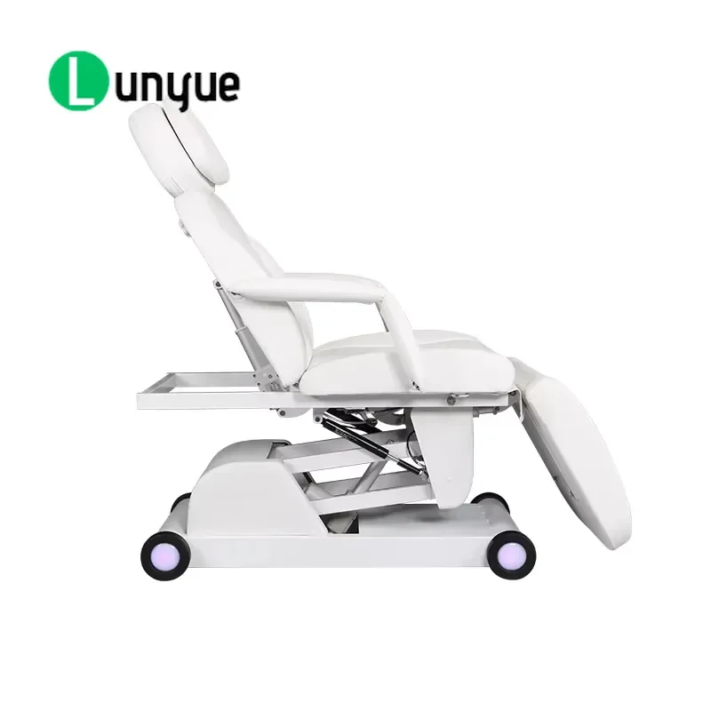 Electric Eyelash Beauty Bed with LED Light Height Adjustable PU Leather Foot Control Modern Design for Commercial Use