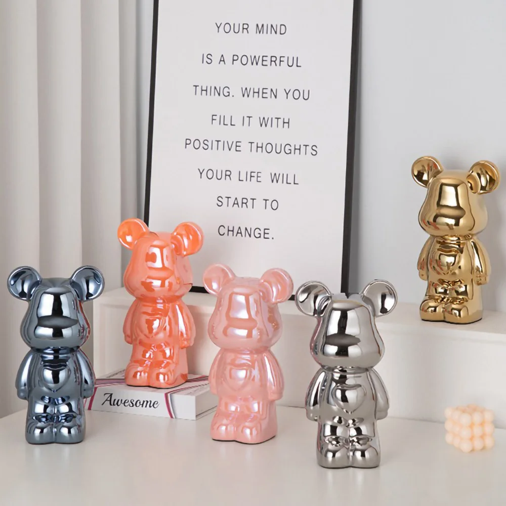 18-28CM European Electroplating Ceramic Care Bear Doll Ornament Home Desktop Living Room Decoration Ornament Decorative Figurine