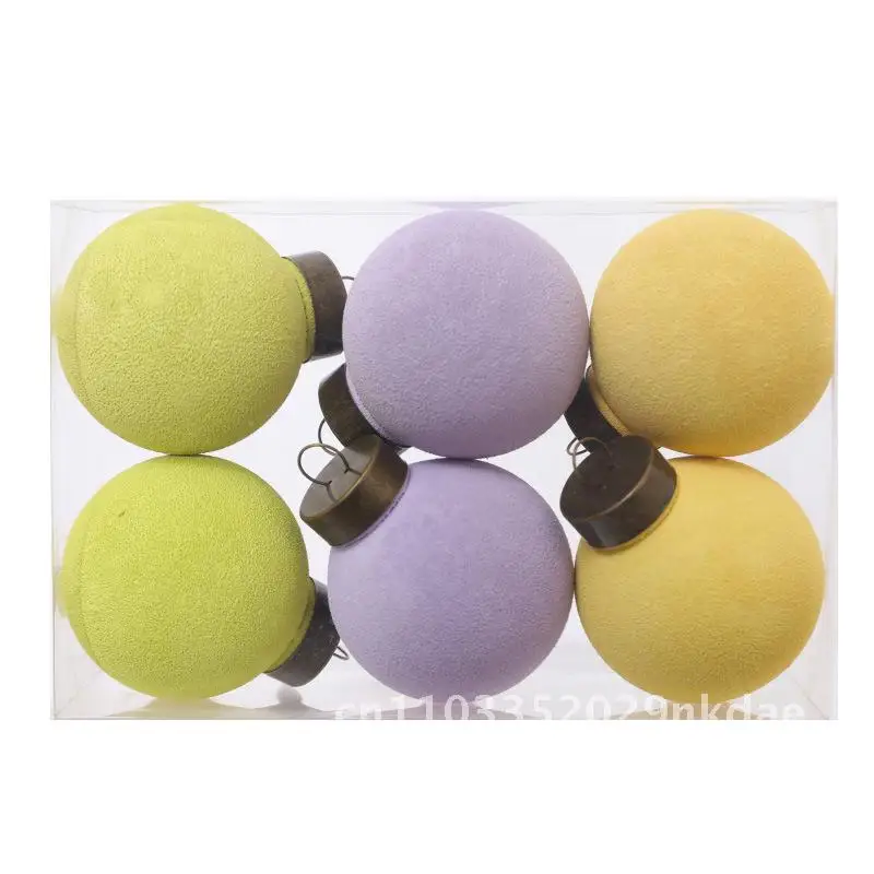 

New Christmas Tree Hanging Ornament Texture Hard Makaron Color Christmas Ball 6cm Decorative Ball