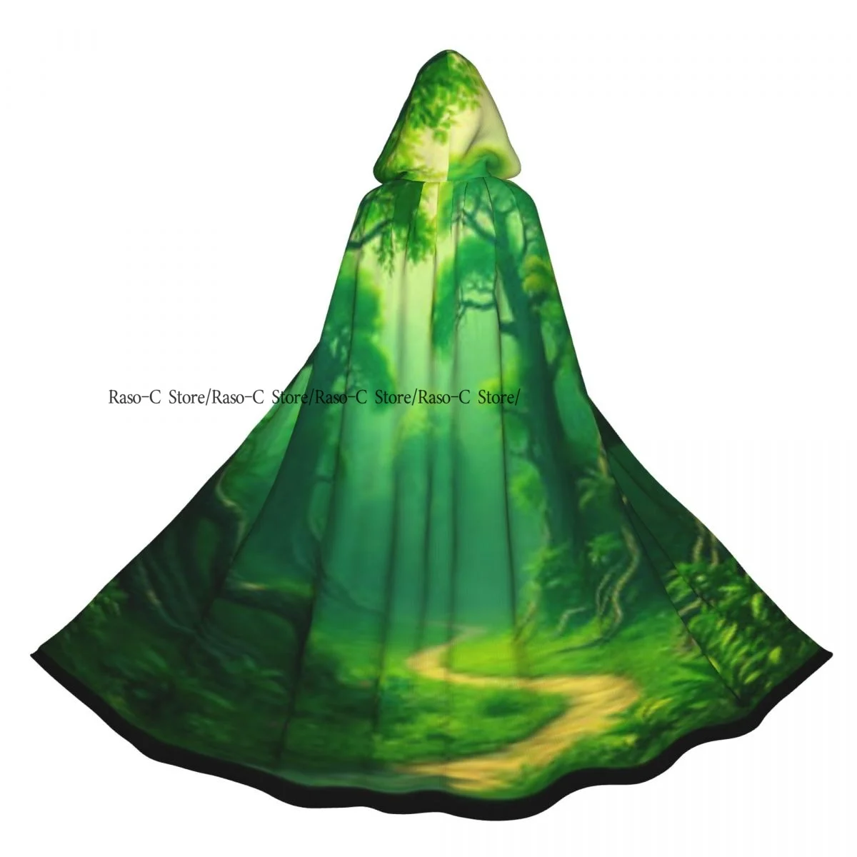 

Fantasy Landscape With Path In The Forest Hooded Cloak Polyester Unisex Witch Cape Costume Accessory
