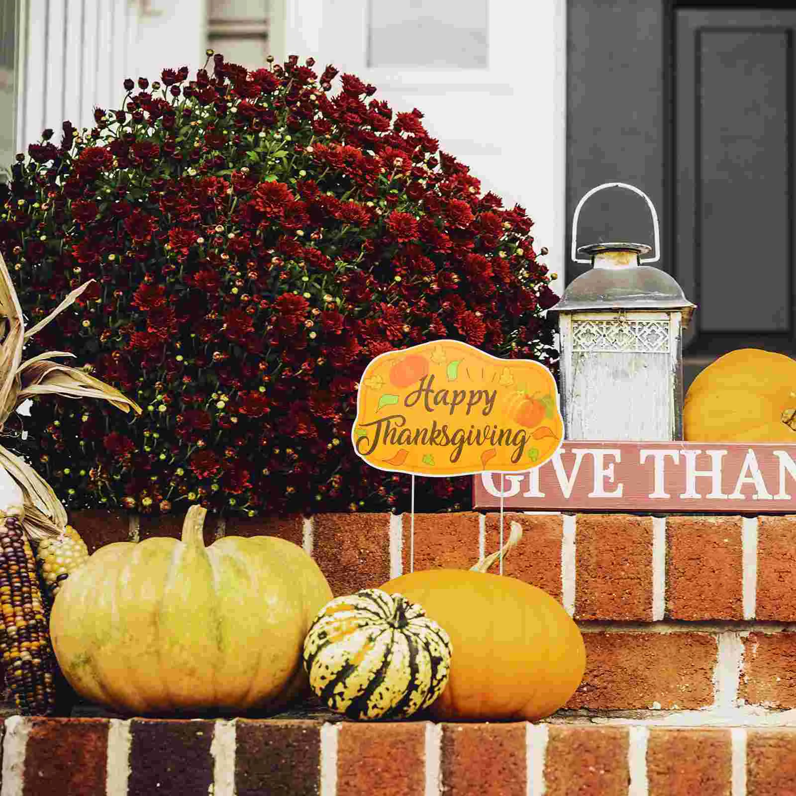 Faux Pumpkins Outdoor Thanksgiving Ground Plug Insert Board Festival Yard Stakes Sign Banner Signs Decor Lovely Office