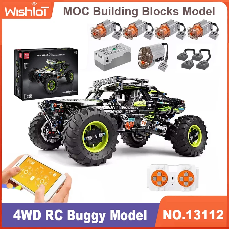 

MOLD KING 18002 Технический автомобиль-игрушки MOC-19517 APP & RC Моторизованный 4WD RC Багги Модель Строительный блок Кирпич Детский Рождественский подарок