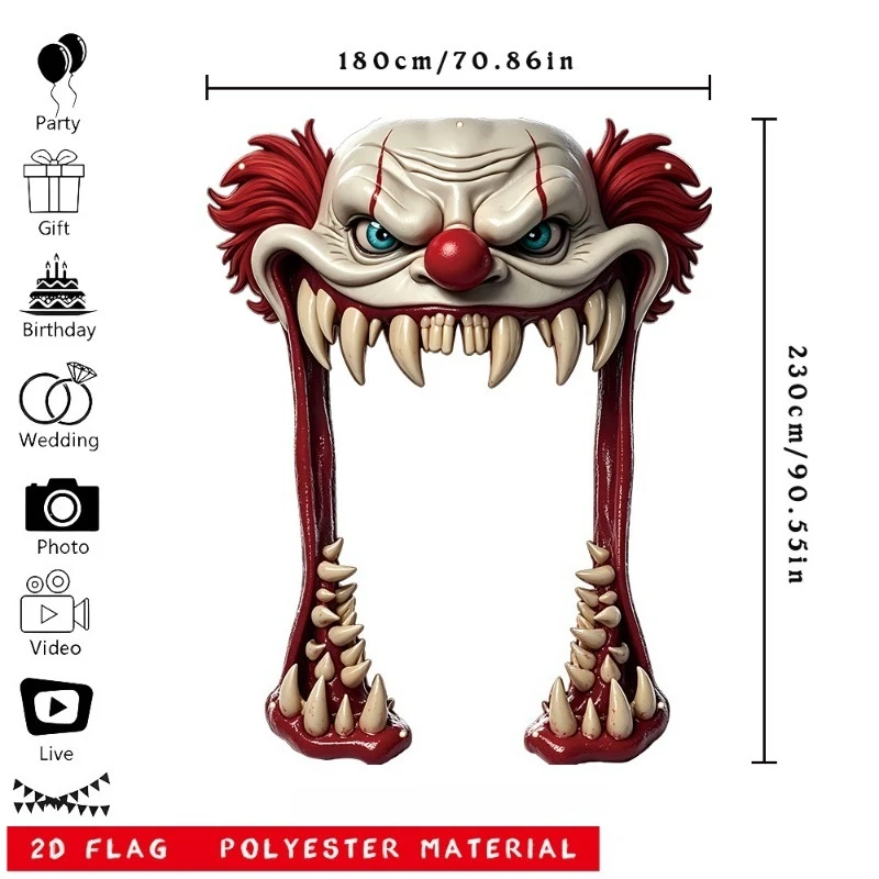 2D Flat, 1pc Jumbo Roll for Halloween Decoration Backdrop Banner - Spooky Party Fabric Banner with Winding for Themed Parties