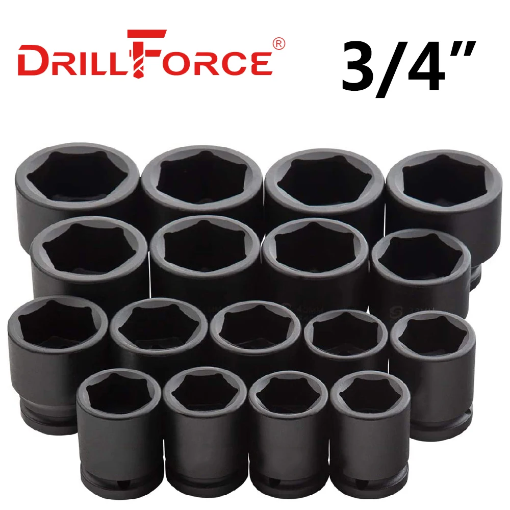 Klucz udarowy Drillforce Heavy Duty z adapterem 3/4 cala, do naprawy opon samochodowych, ciężarowych, przemysłowy, pneumatyczny.