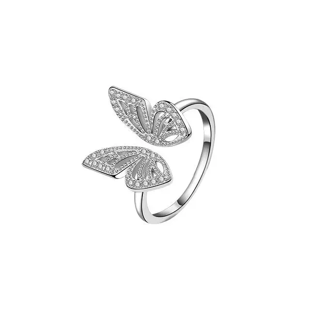 

Silverwill Inspired Ladies Finger Ring S925 Sterling Silver Butterfly Design Rhodium Plating Classic for Wedding CMA Certified