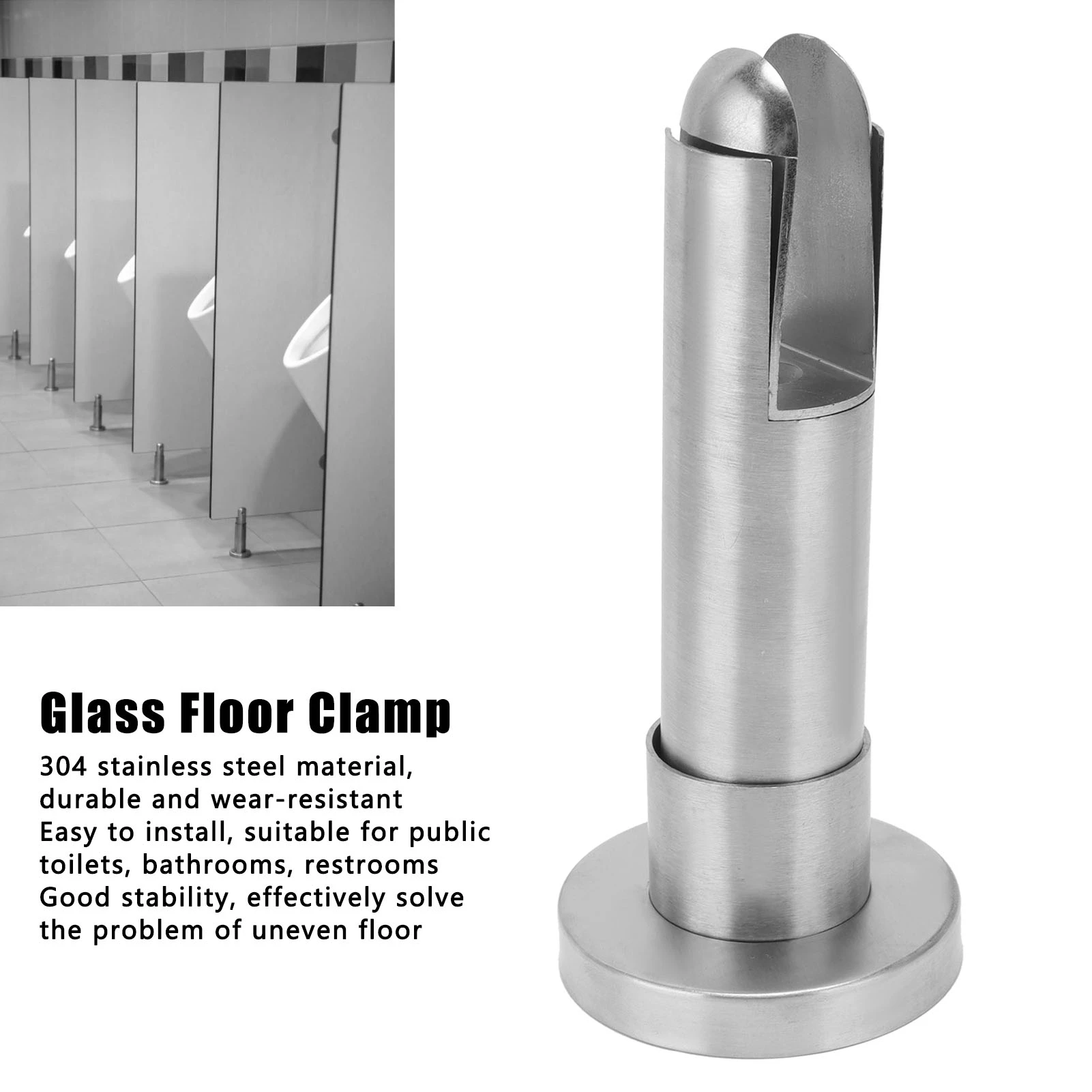 Partition Support Foot Partition Support Foot Stainless Steel Glass Fence Clamp for Public Bathroom Toilet Restroom