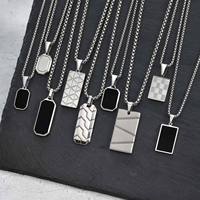 Vnox Small Dogtags Pendant Necklaces for Men Boys,Black Silver Color Stainless Steel Military Dog Tag with Box Chain Gift to Him