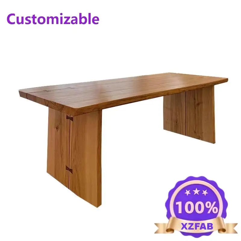 Factory Direct 2026 Wabi Sand wind ash wood double-parquet large board table tea  dining  desk log simple home bed and breakfast