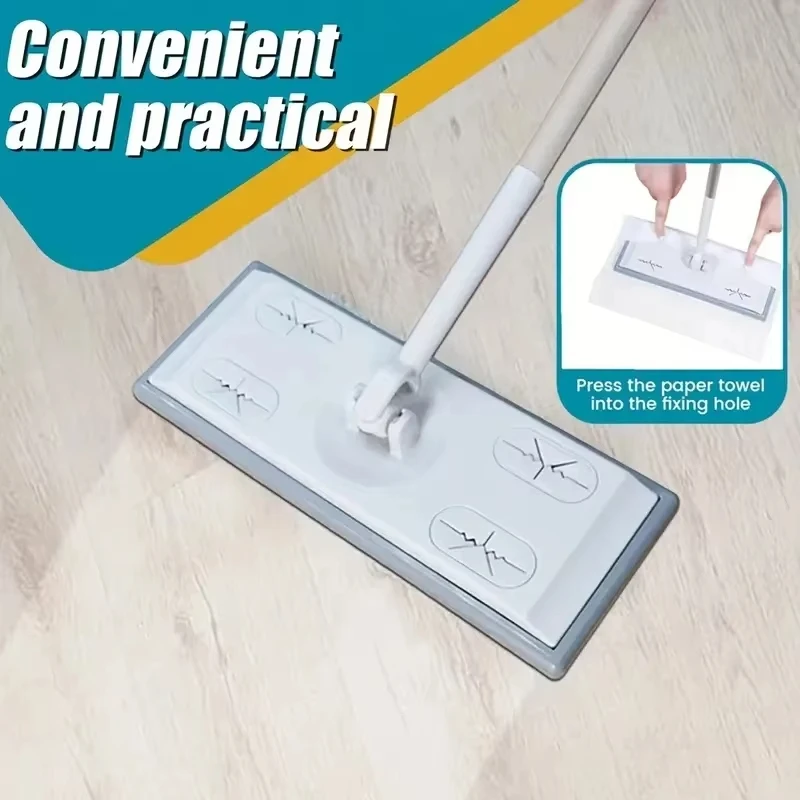 Disposable Vacuum Paper Floor One Mop 360° Rotating Mop Free Cleaning Household Lazy Clean Wet and Dry Paper Flat Dry Use
