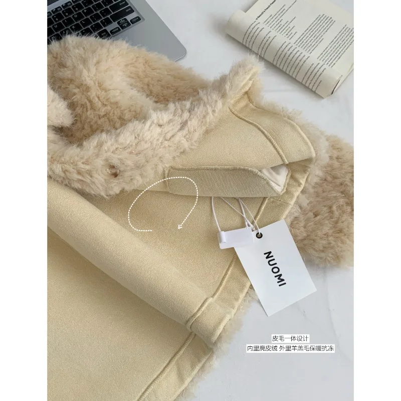 الكورية أزياء الشتاء الجديدة النساء قمم سترة فو الفراء التلبيب طوق طويلة الأكمام واحدة الصدر معاطف قصيرة السترات الإناث