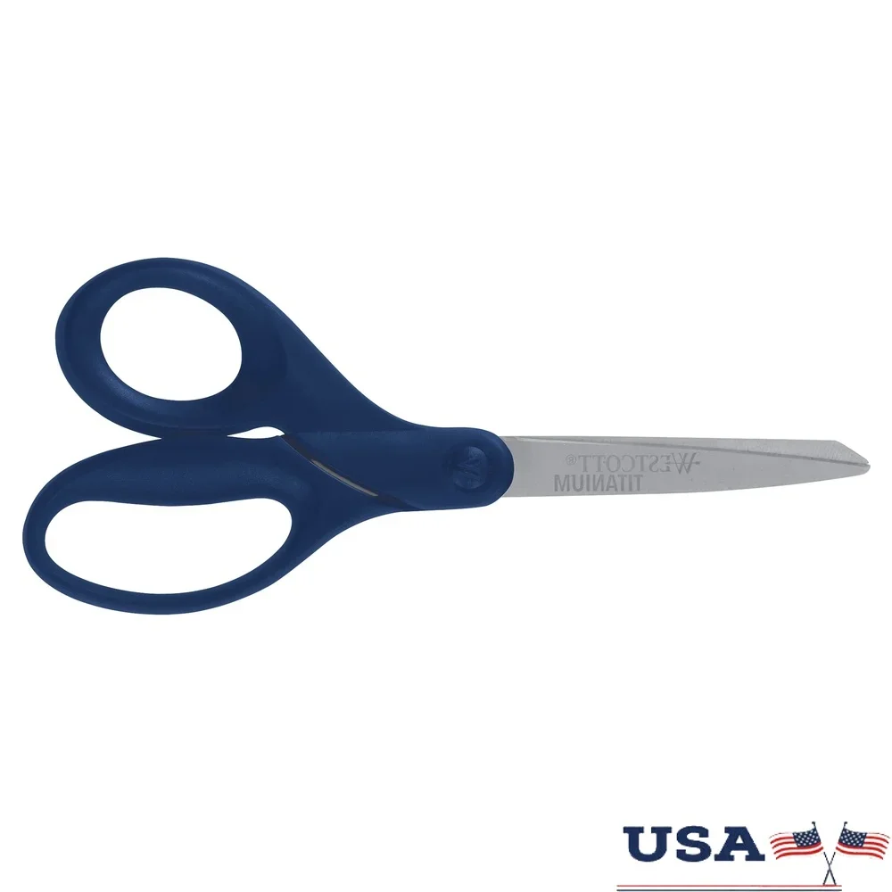 

Titanium Bonded Scissors Ergonomic Handle Left Right Handed Heavy Duty Cutting Office Home Use Durable Sharp Blades
