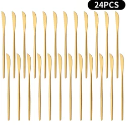 24Pcs Mirror Gold Dinner Knives Stainless Steel Tableware Western Steak Knives Dishwasher Safe For Home Kitchen And Restaurant