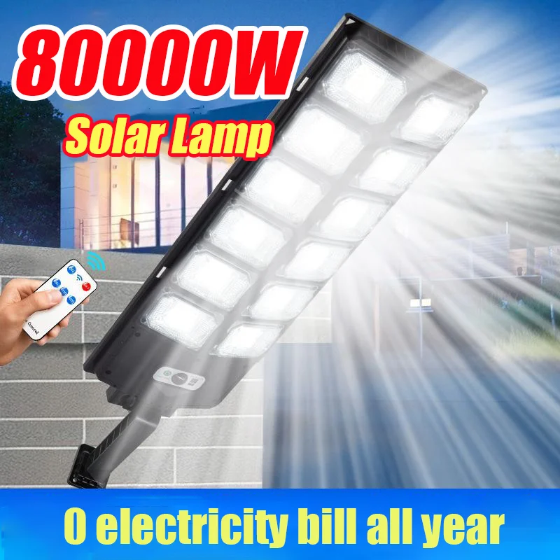 New 80000W Powerful Outdoor Solar Lights 1008 LED Garden Lamp IP65 Waterproof Motion Sensor Street Light With Remote Control