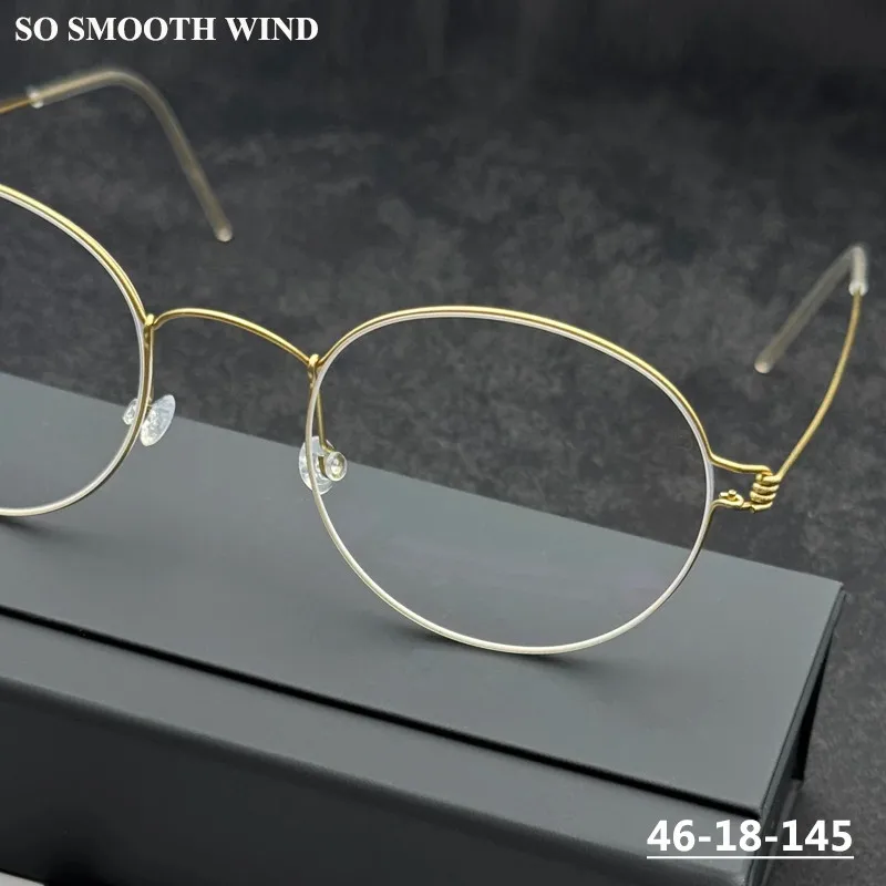

46MM Small Round Glasses Frame Men Air Rim Titanium Screwless Eyeglasses Denmark Brand Designer Women Circle Spectacles Eyewear
