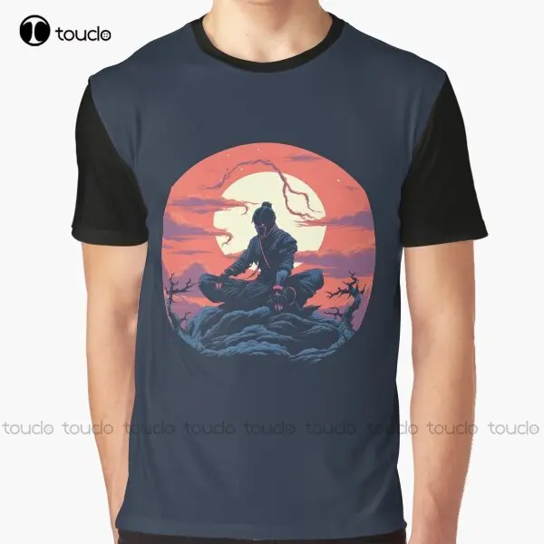 Ninja Meditating At The Mountains Graphic T-Shirt Digital Printing Tee Shirts Streetwear Xxs-5Xl New Popular Unisex