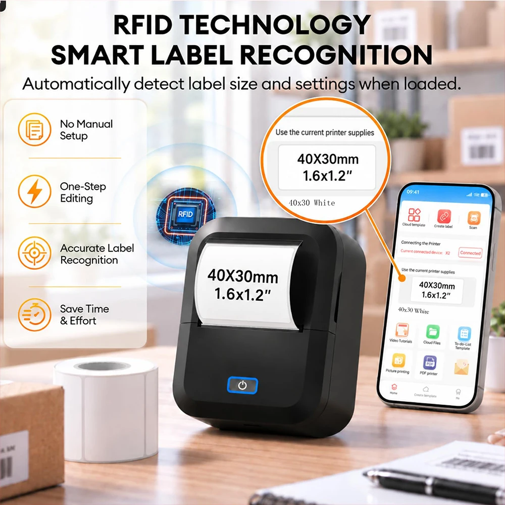 Marklif X2 Mini Portable Thermal Printer 20mm-50mm Adhesive Sticker Labeling Machine Inkless Bluetooth Multifunctional Printer