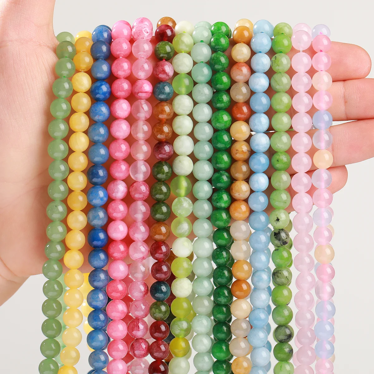 4 6 8 10mm Natural Stone Tourmaline Chalcedony Beads Round Loose Spacer for Jewelry Making DIY Necklace Bracelet Accessory 15