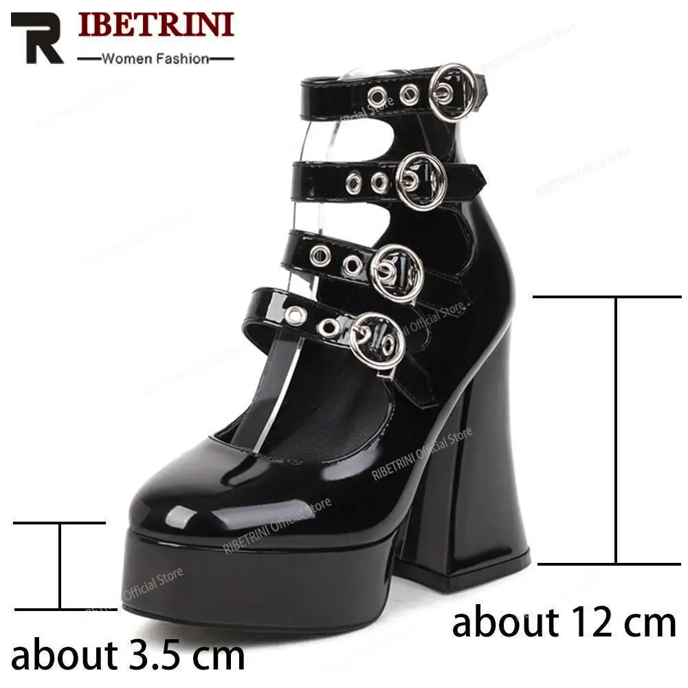 Women Platform 37 Girls Shoes With Heels Pumps Ankle Strap Buckle High Woman Platforms Marry Janes Chunky Strange Style 2022