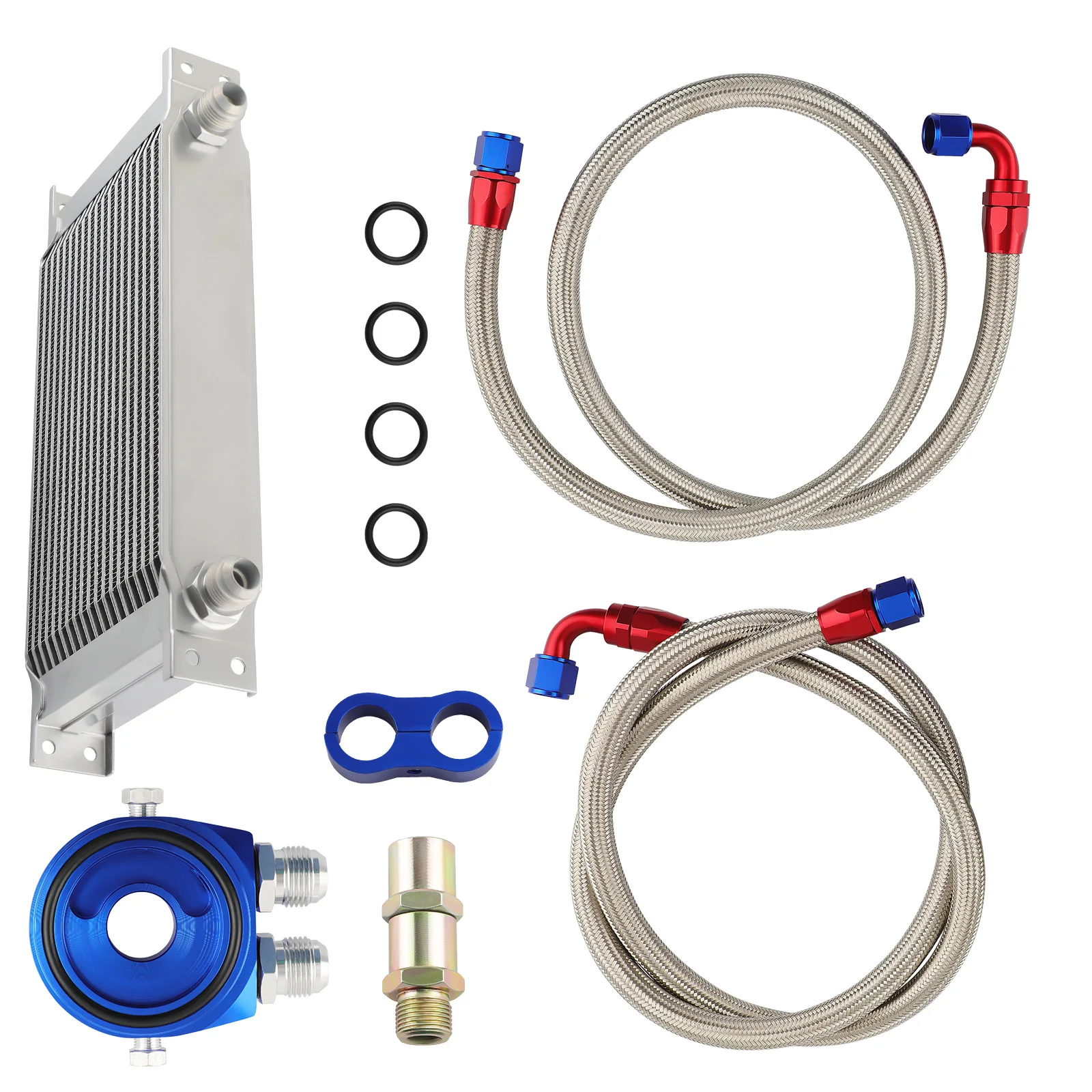 Universeller Ölkühler 19 Reihen AN10 Ölkühler Filteradapter & Schläuche Motor Getriebe