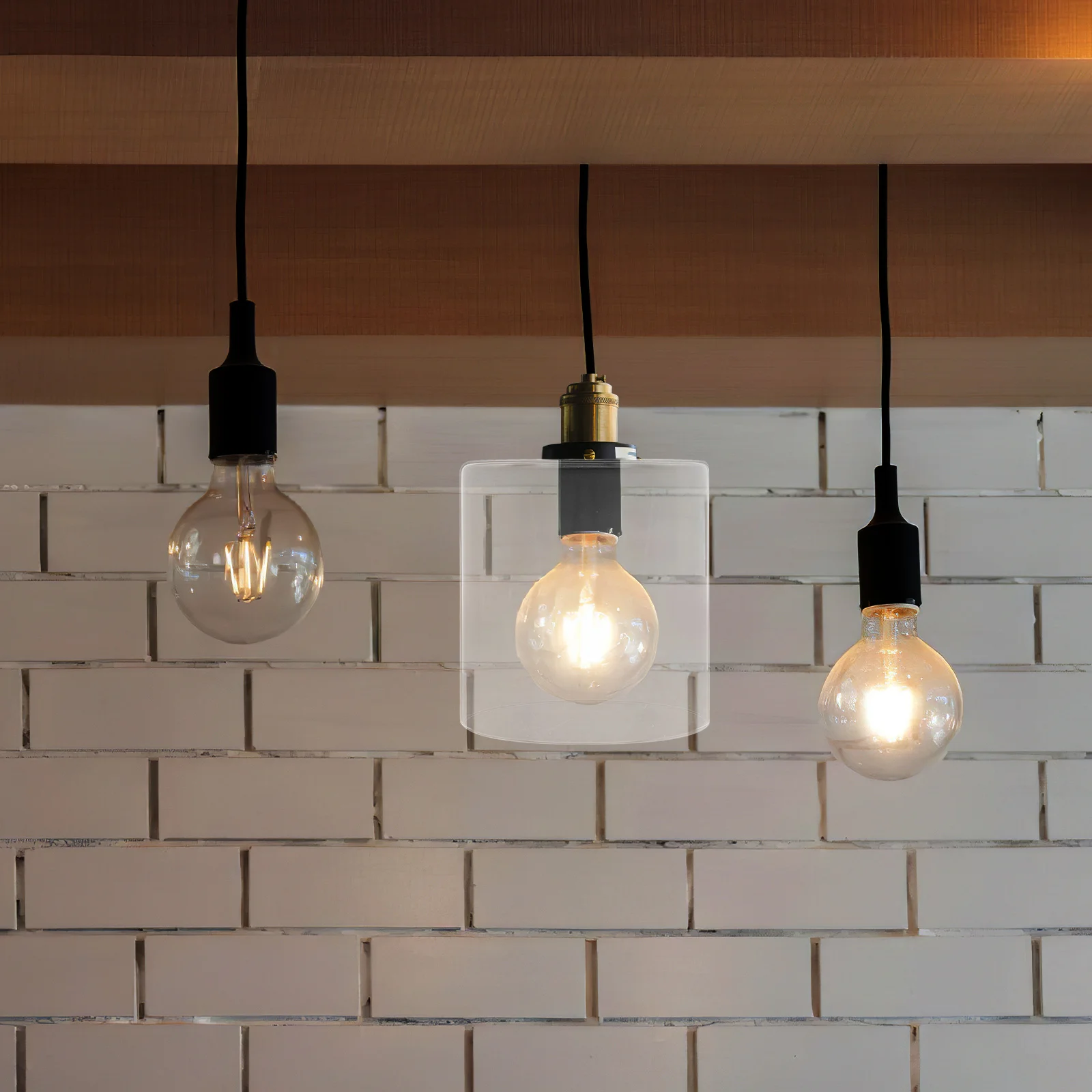 

Clear Glass Cylinder Shade Replacement 5.89x5.89x5.70in Transparent Lipless Lamp Cover E27 Socket Pendant Light Chandelier