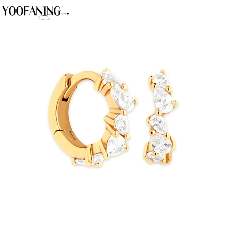 925 Sterling Silver Ear Needle Exquisite Retro Gold Silver Hoop Earrings Geometric Zircon Fashionable Women's Jewelry Gift Party