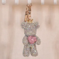 Diamond Heart Violent Bear Keychain Pendant Bag Pendant Sparkling Diamond Cartoon Doll Birthday Gift Keychain