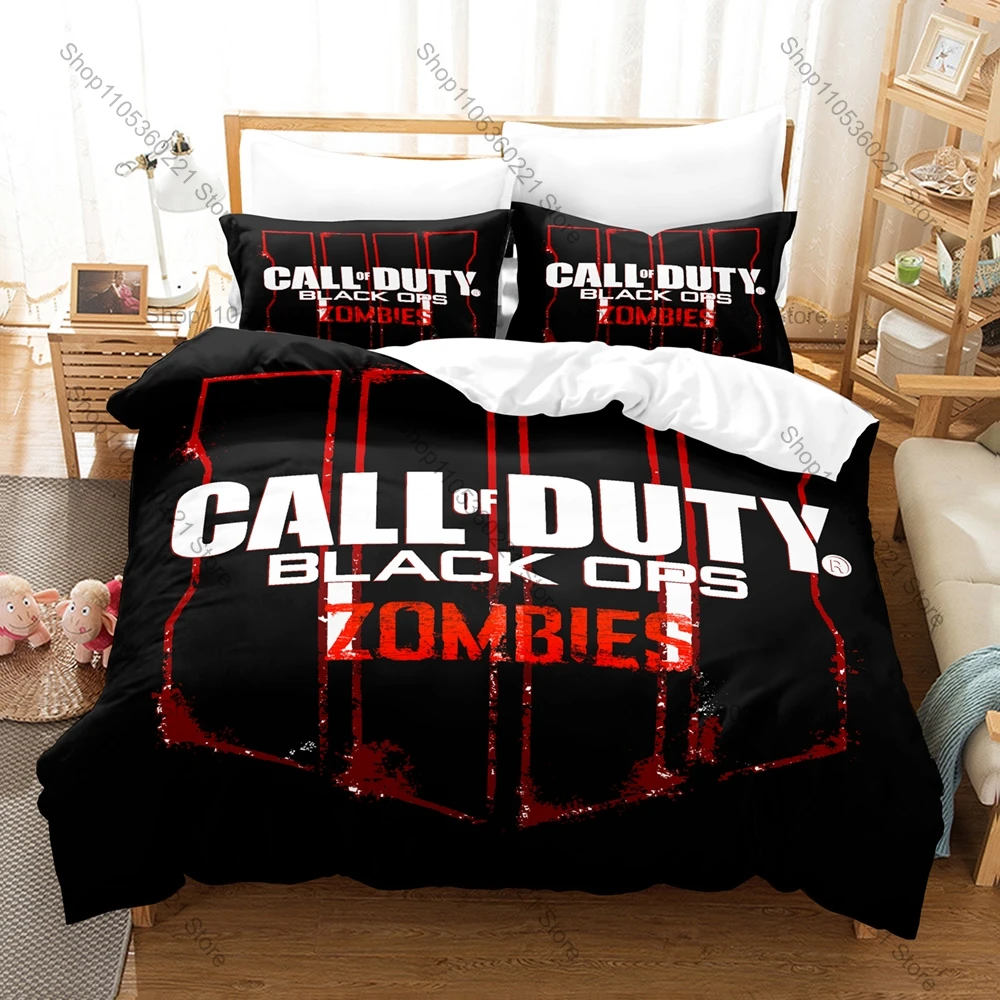 Call of Duty Emblem Task Force 141 Skull Insignia FPS Game 3D Print Bedding Set Duvet Cover + 2 Pillowcases Bed Linen COD Gamers